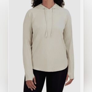 Sage Collective Ribbed Hooded Athleisure Pullover Top Sage Green Size M